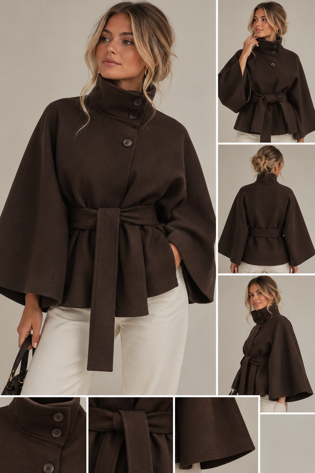 Astrid Elegant Capejacka med Skärp