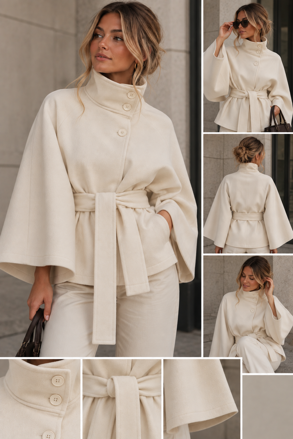 Astrid Elegant Capejacka med Skärp