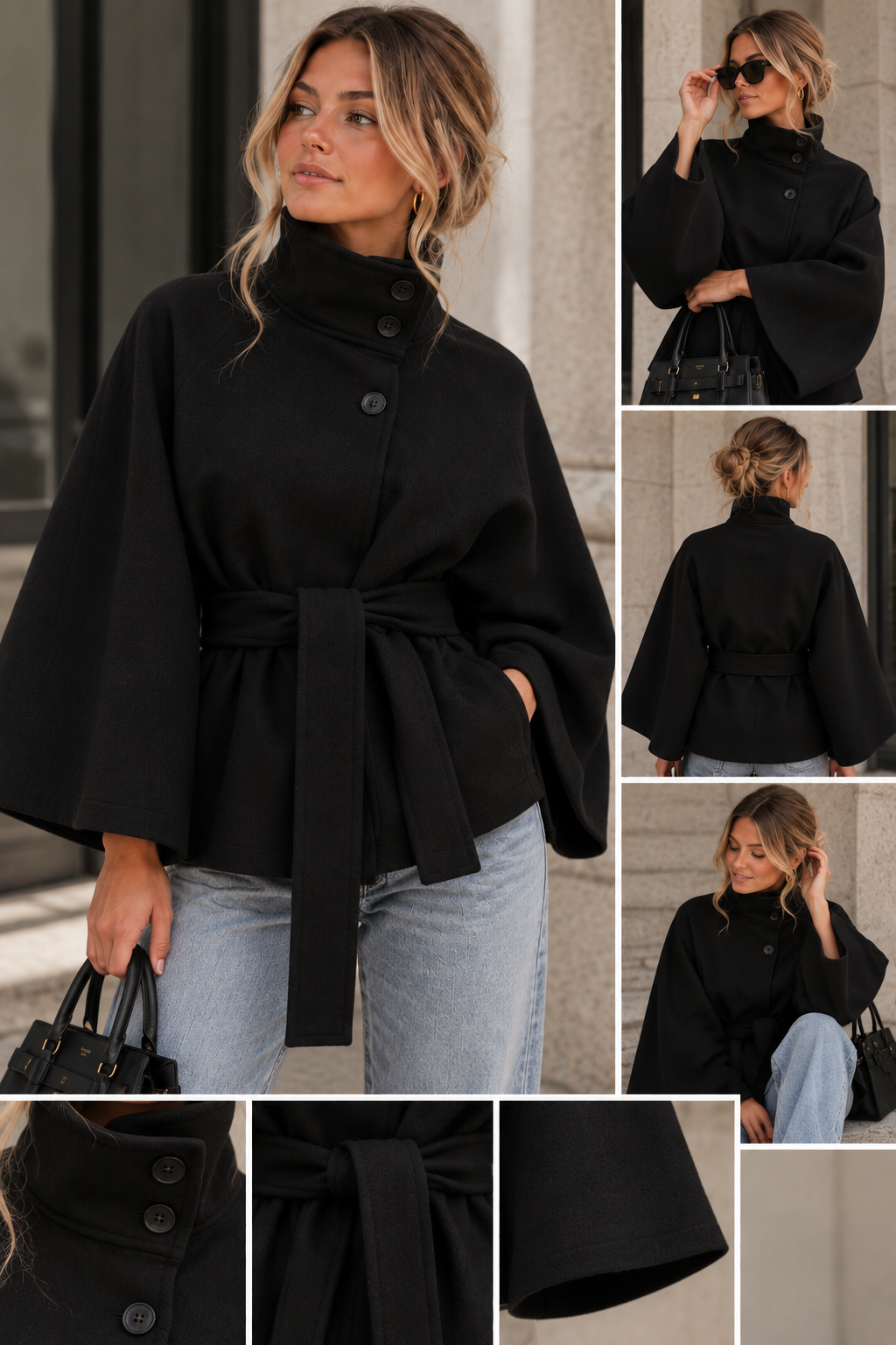 Astrid Elegant Capejacka med Skärp